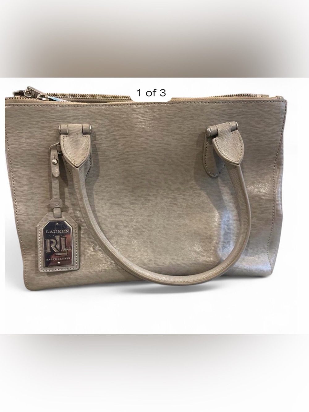 Ralph Lauren Neutral Gray  Leather Shoulder Satchel